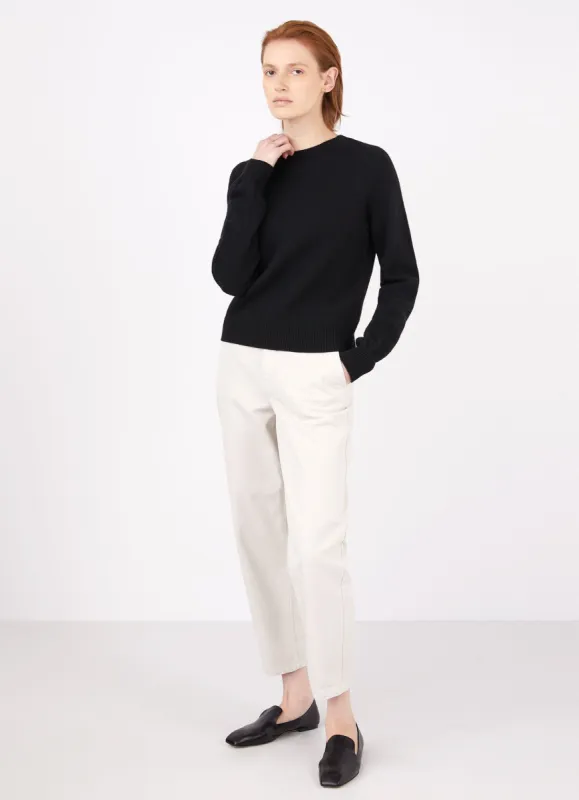 Women's Lambswool Crew Neck Jumper in Black sold by Sunspel