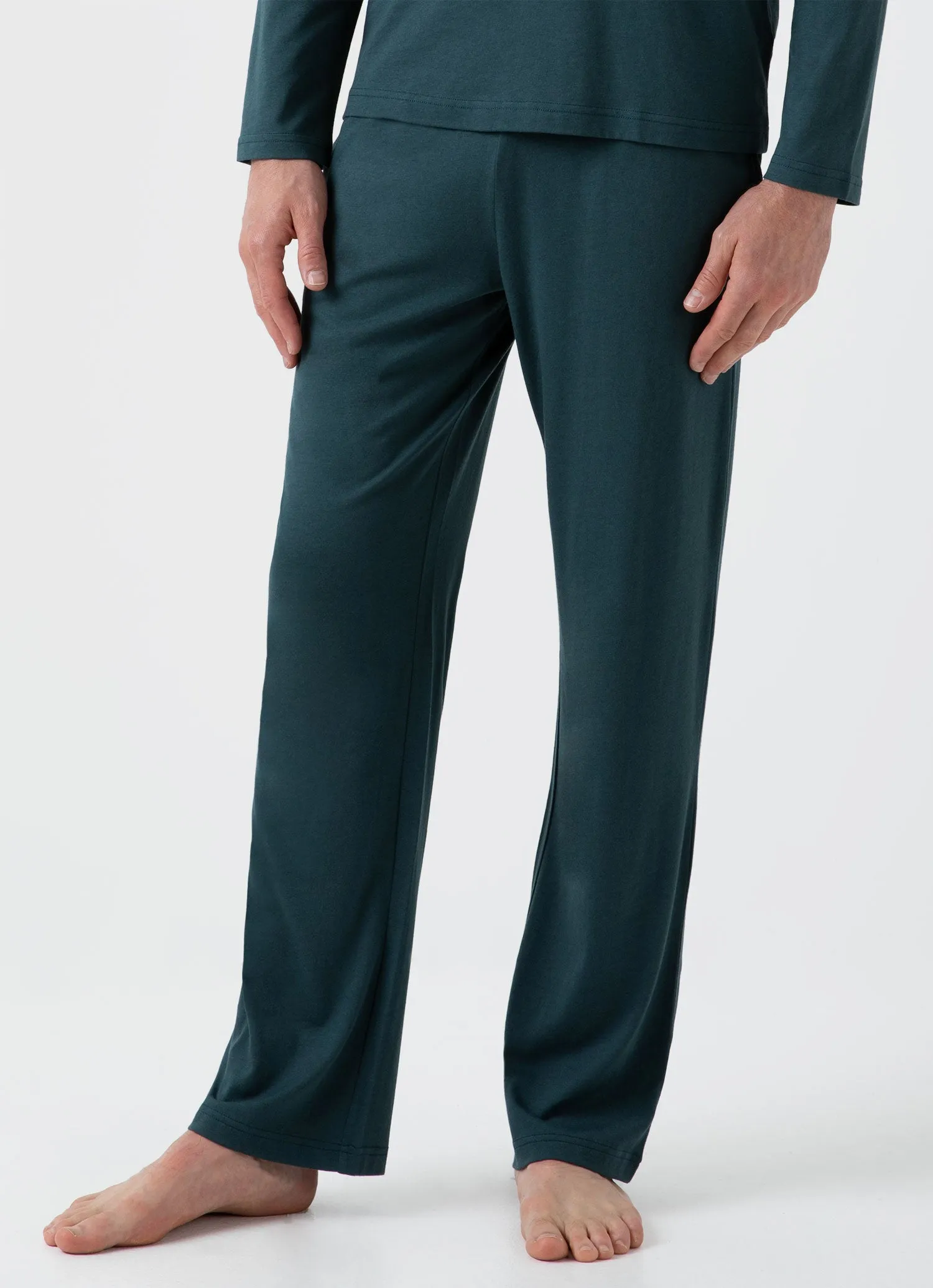 Men's Cotton Modal Lounge Pant in Peacock sold by Sunspel product image thumbnail 3