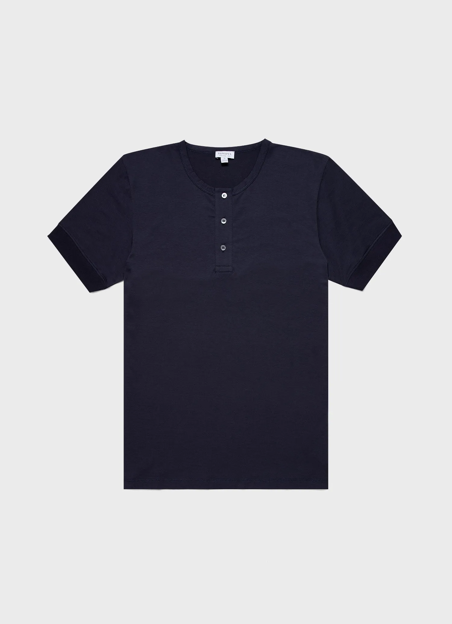 Men's Henley T-shirt in Navy sold by Sunspel
