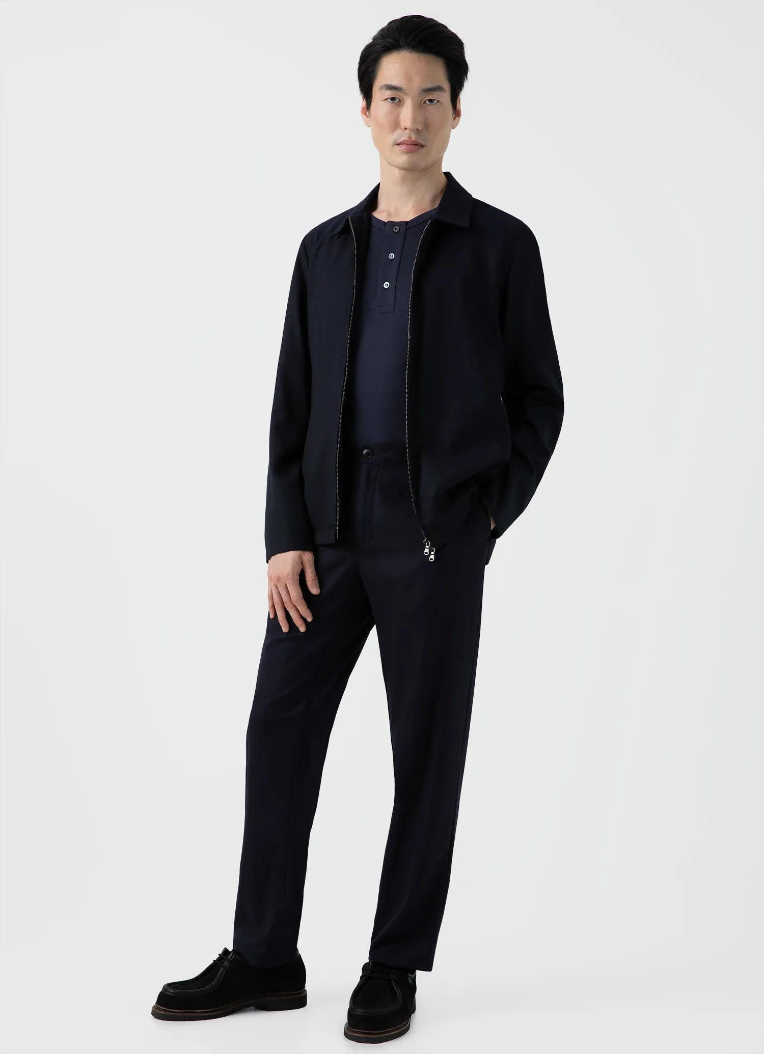 Men's Henley T-shirt in Navy sold by Sunspel product image thumbnail 3