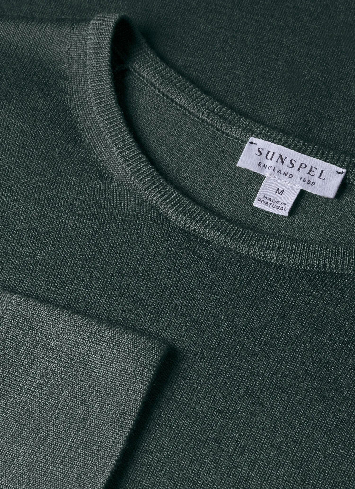Men's Extra-Fine Merino Crew Neck in Drill Green sold by Sunspel product image thumbnail 4