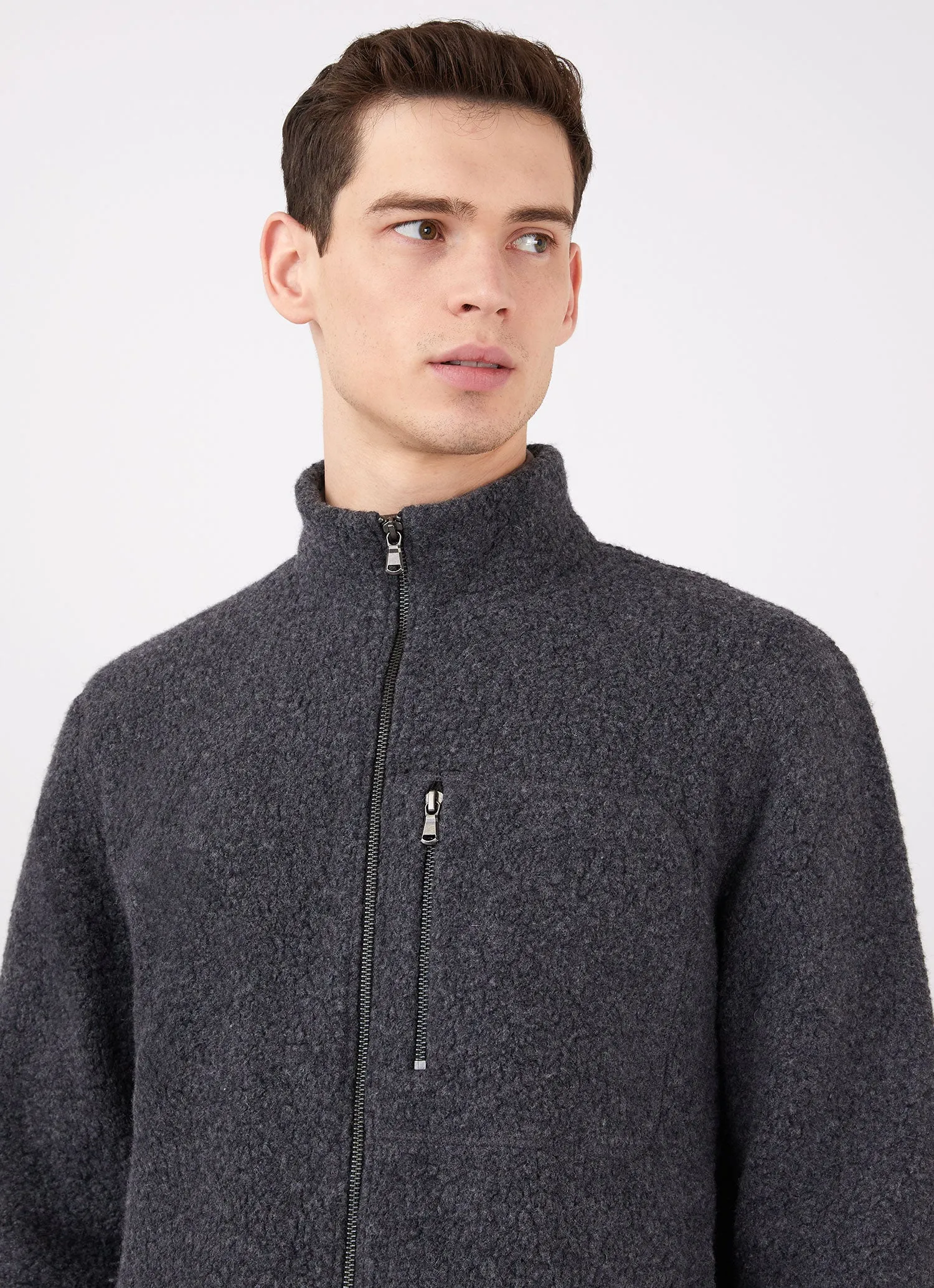 Men's Wool Fleece Jacket in Charcoal Melange sold by Sunspel product image thumbnail 5