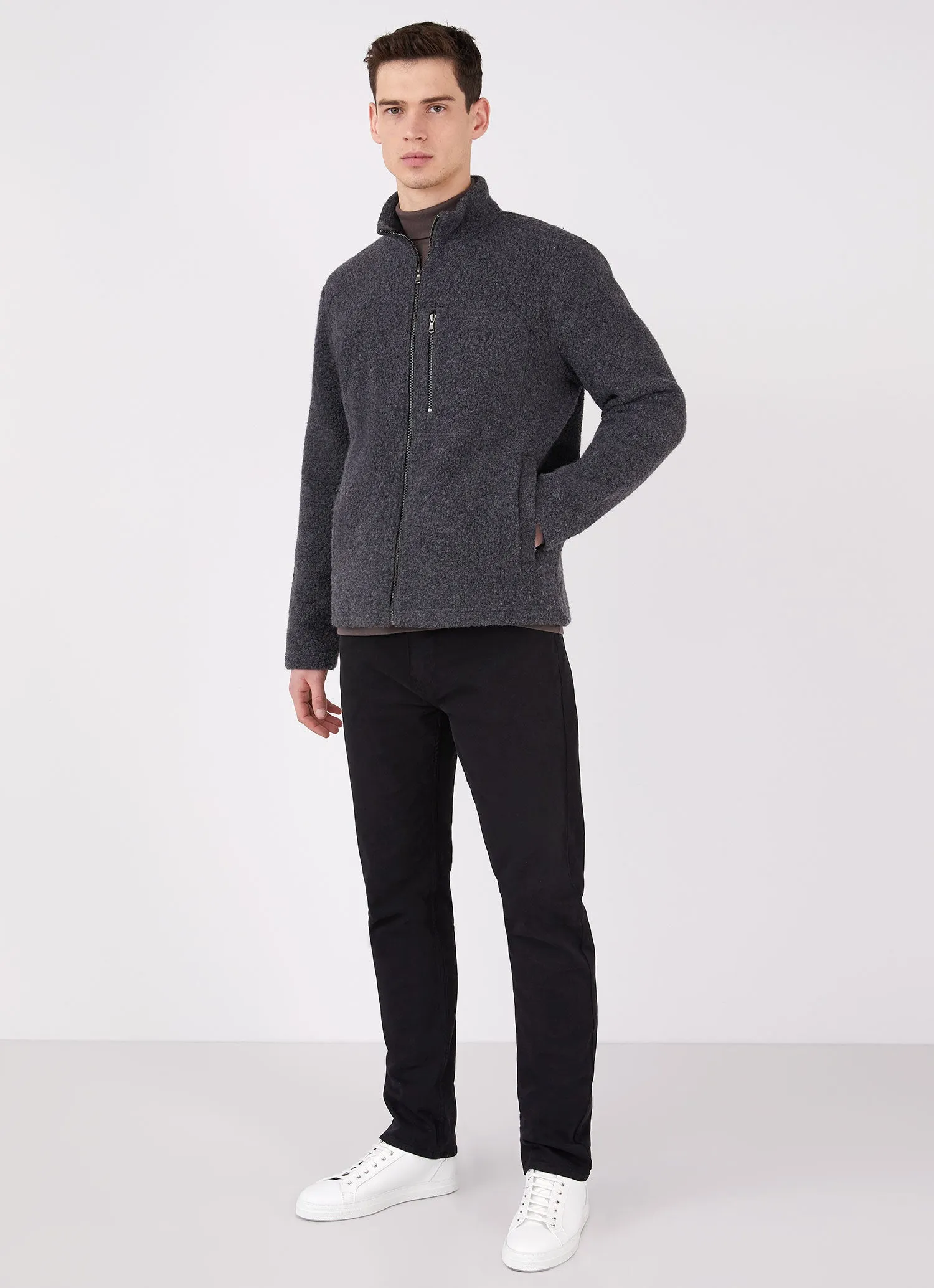Men's Wool Fleece Jacket in Charcoal Melange sold by Sunspel product image thumbnail 3