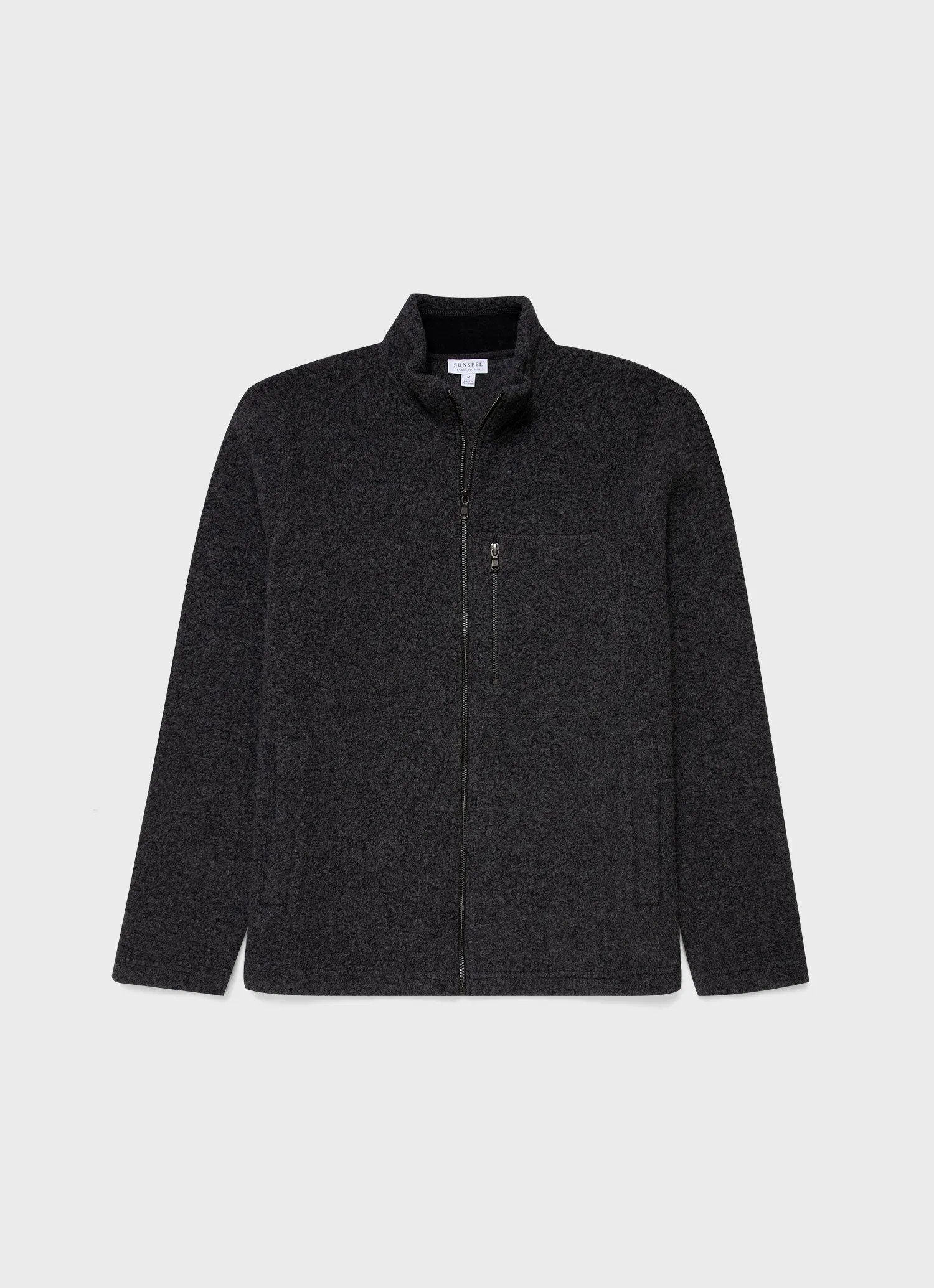 Men's Wool Fleece Jacket in Charcoal Melange sold by Sunspel