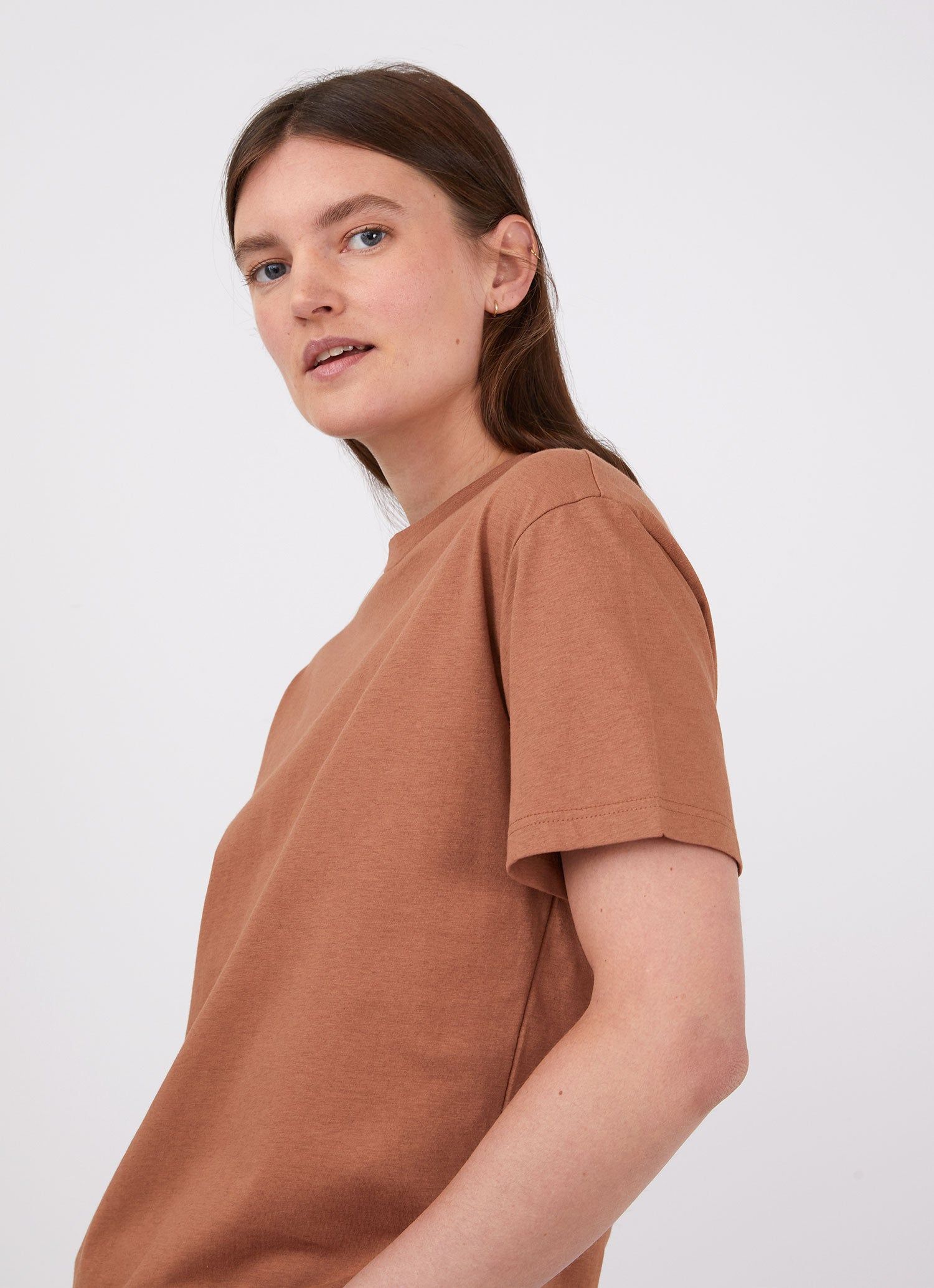 Women's Boy Fit T-shirt in Gingerbread Melange sold by Sunspel product image thumbnail 2