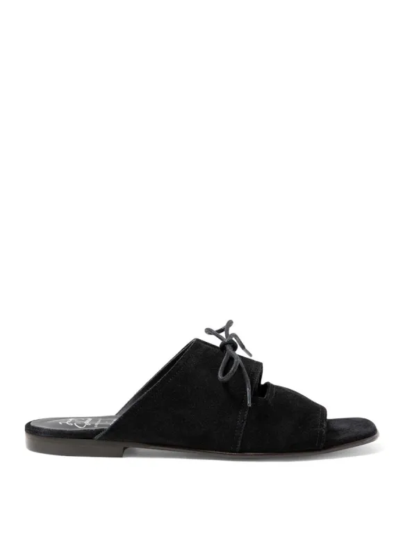 Women's Sunspel x Solovière Suede Harvey Sandals in Black made by Sunspel