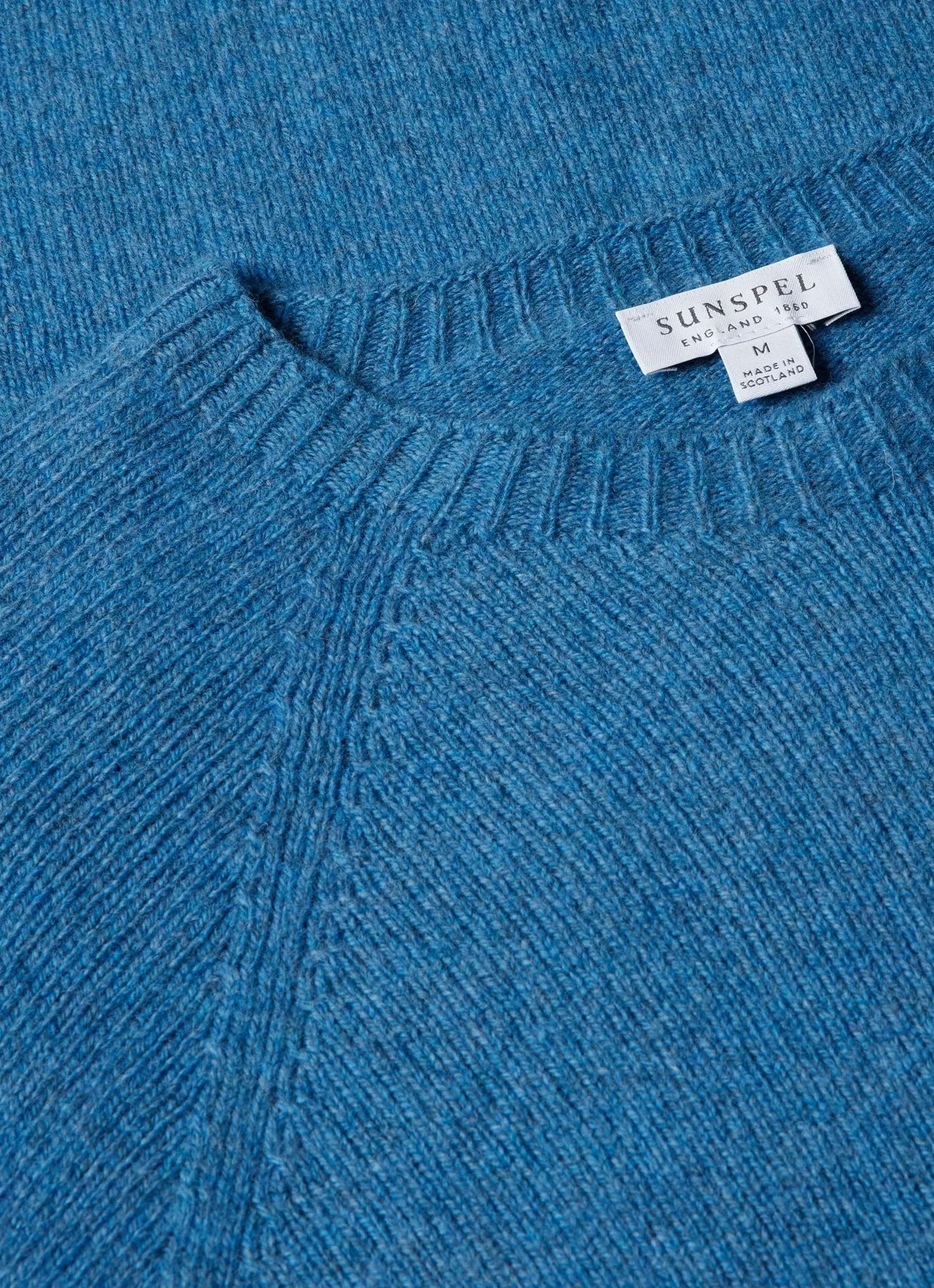 Men's Lambswool Crew Neck Jumper in Blue Jean sold by Sunspel product image thumbnail 4