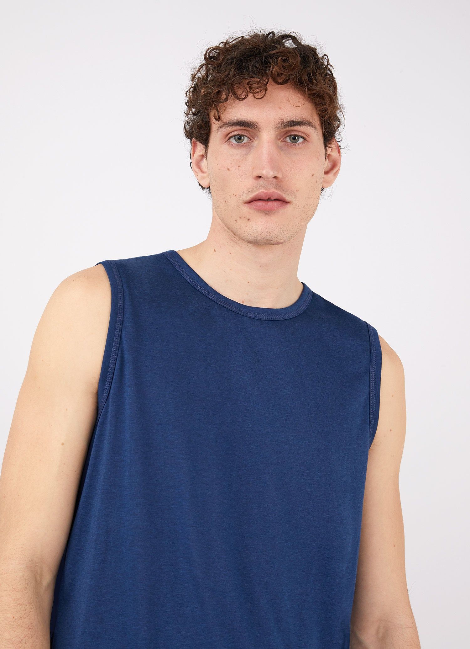 Men's DriRelease Active Vest in Marine Blue sold by Sunspel product image thumbnail 5