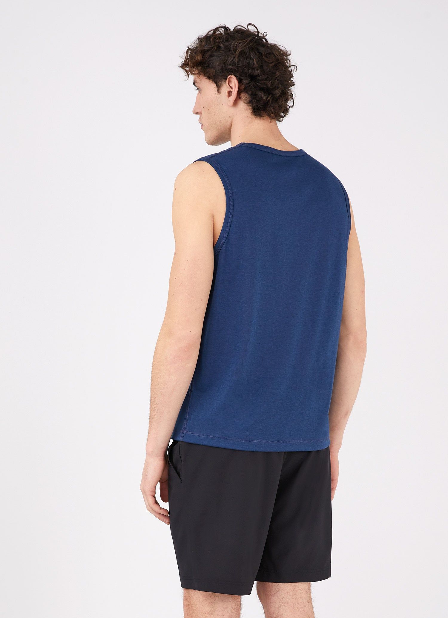 Men's DriRelease Active Vest in Marine Blue sold by Sunspel product image thumbnail 4