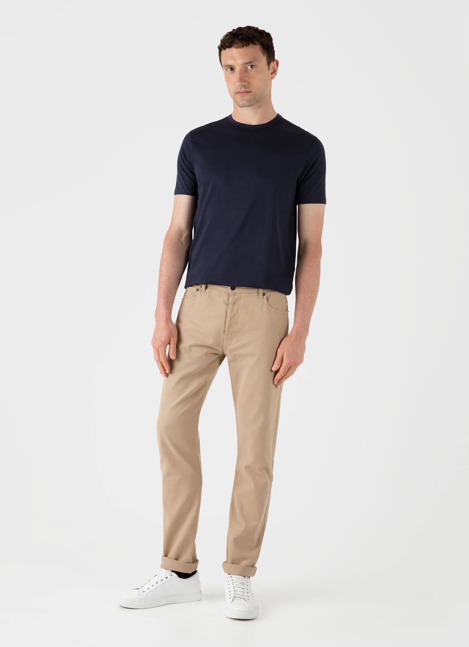 Men's Cotton Drill 5 Pocket Trouser in Stone sold by Sunspel product image thumbnail 2