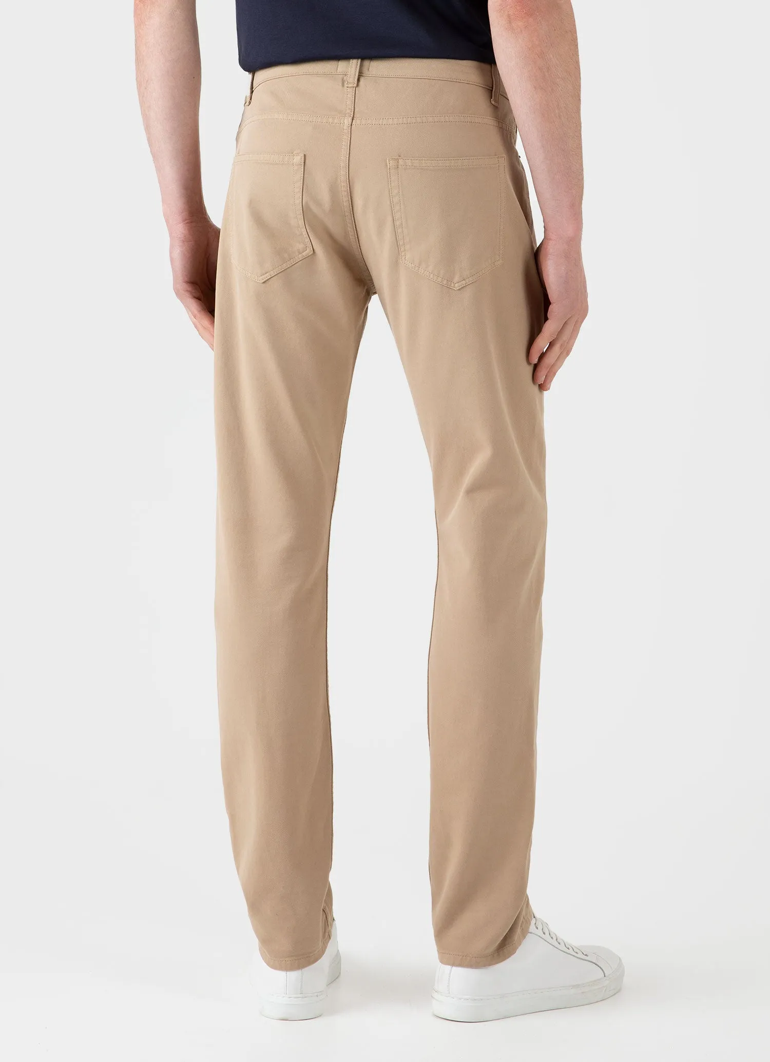 Men's Cotton Drill 5 Pocket Trouser in Stone sold by Sunspel product image thumbnail 4