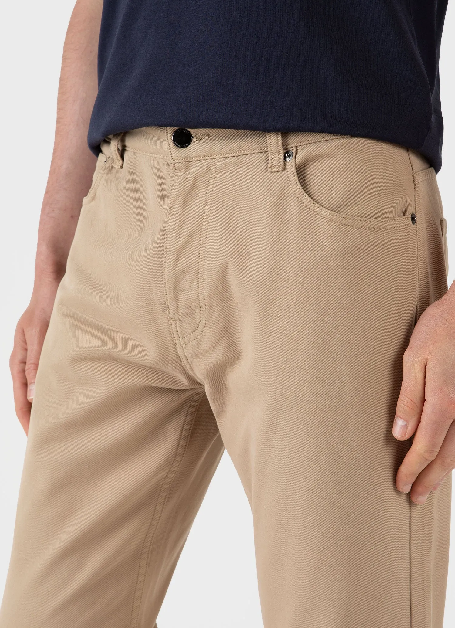 Men's Cotton Drill 5 Pocket Trouser in Stone sold by Sunspel product image thumbnail 5