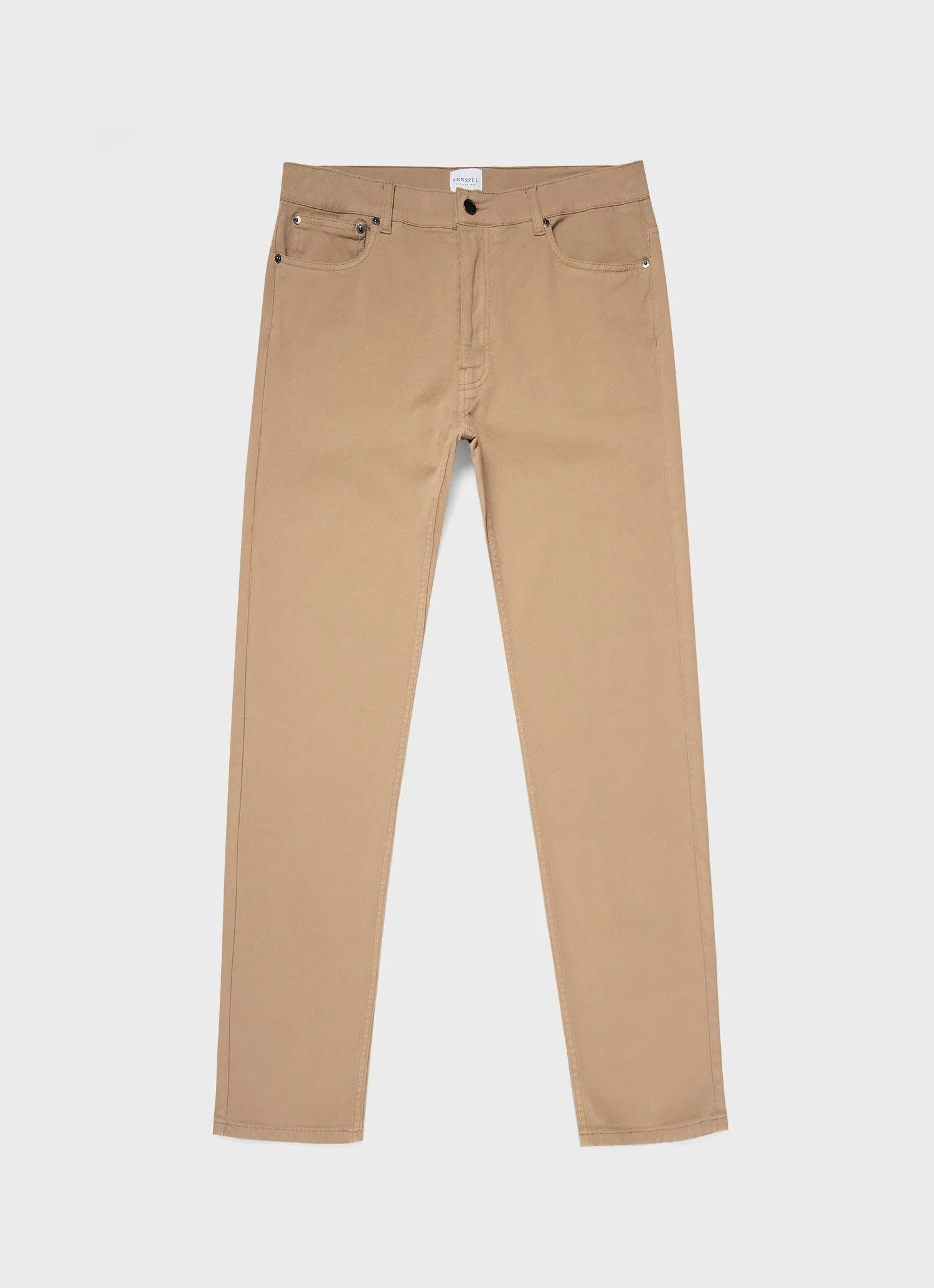 Men's Cotton Drill 5 Pocket Trouser in Stone sold by Sunspel