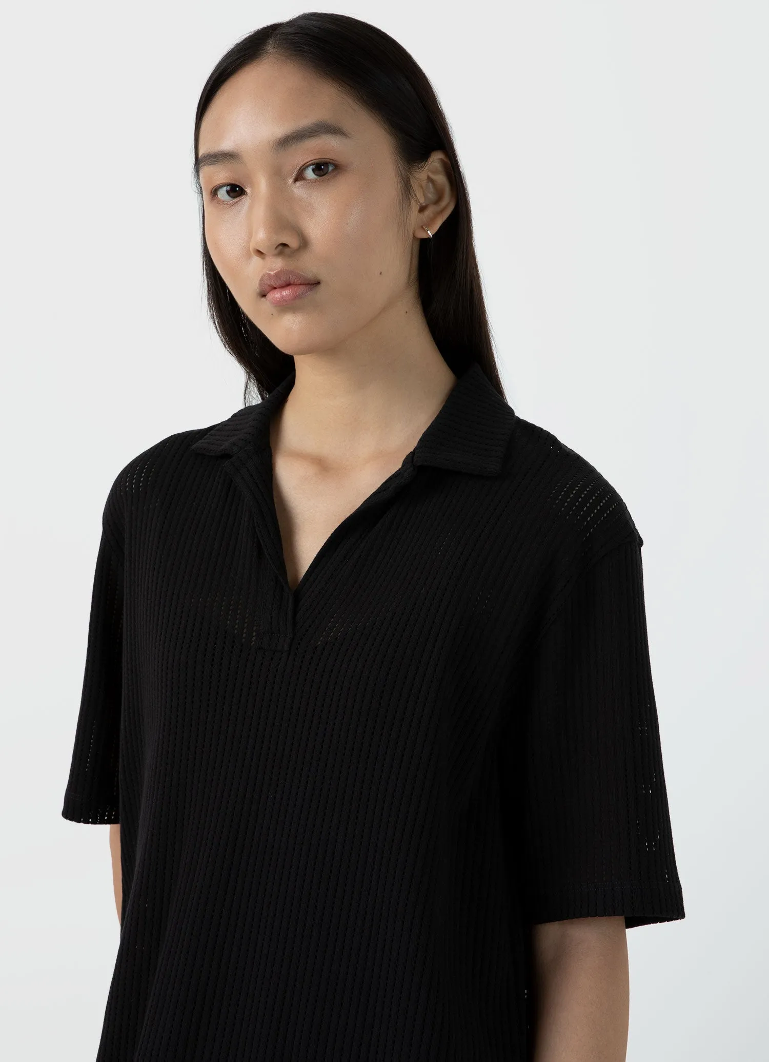 Women's Lace Mesh Polo Dress in Black sold by Sunspel product image thumbnail 3