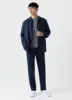 Men's Linen Twin Pocket Jacket in Light Navy sold by Sunspel
