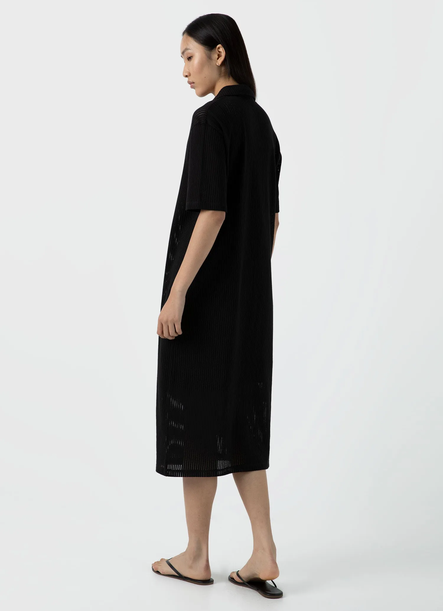 Women's Lace Mesh Polo Dress in Black sold by Sunspel product image thumbnail 4