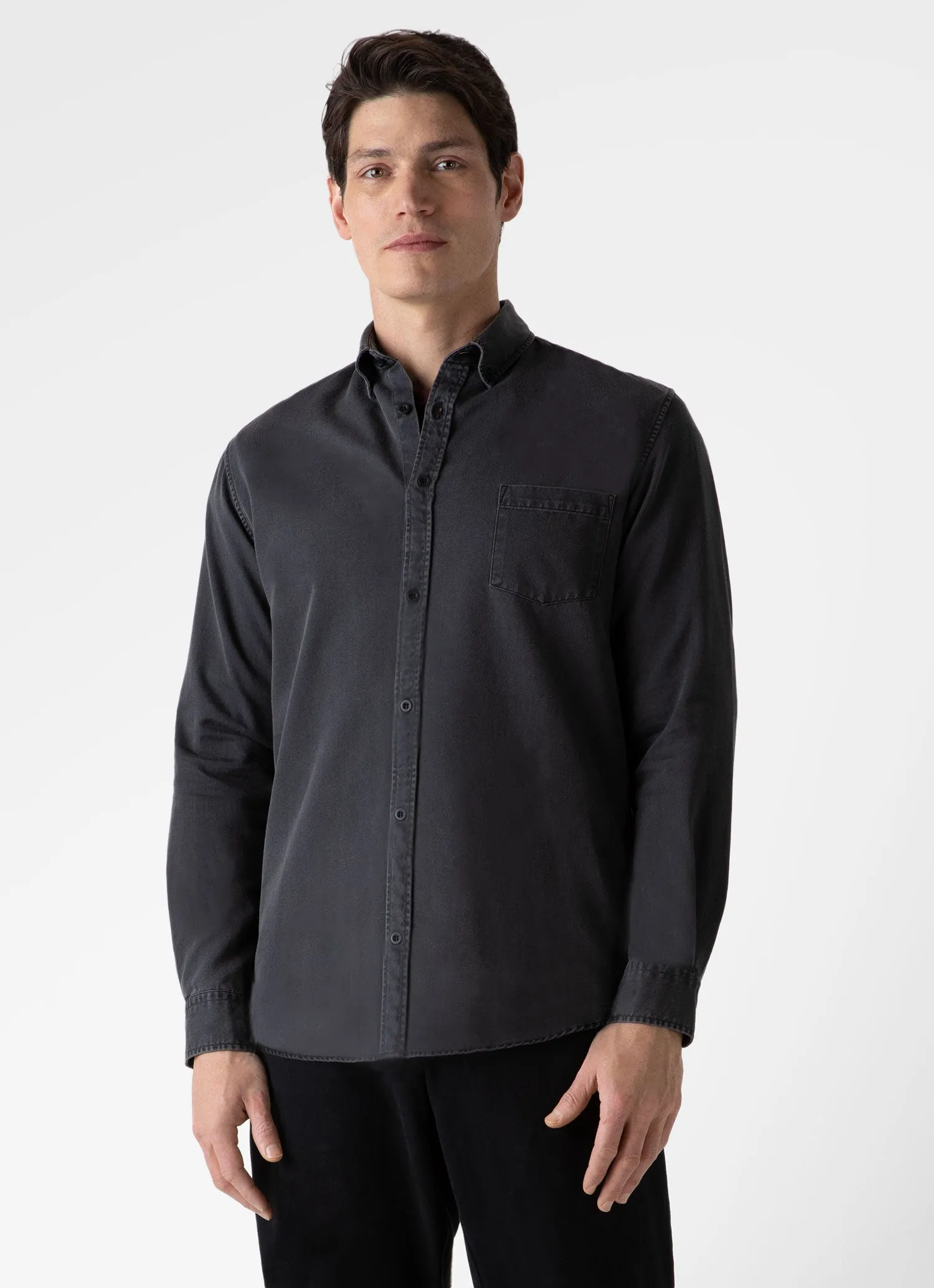 Men's Button Down Denim Shirt in Black Denim Wash sold by Sunspel product image thumbnail 2