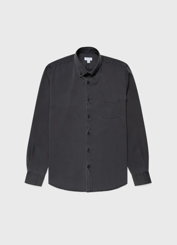 Men's Button Down Denim Shirt in Black Denim Wash sold by Sunspel