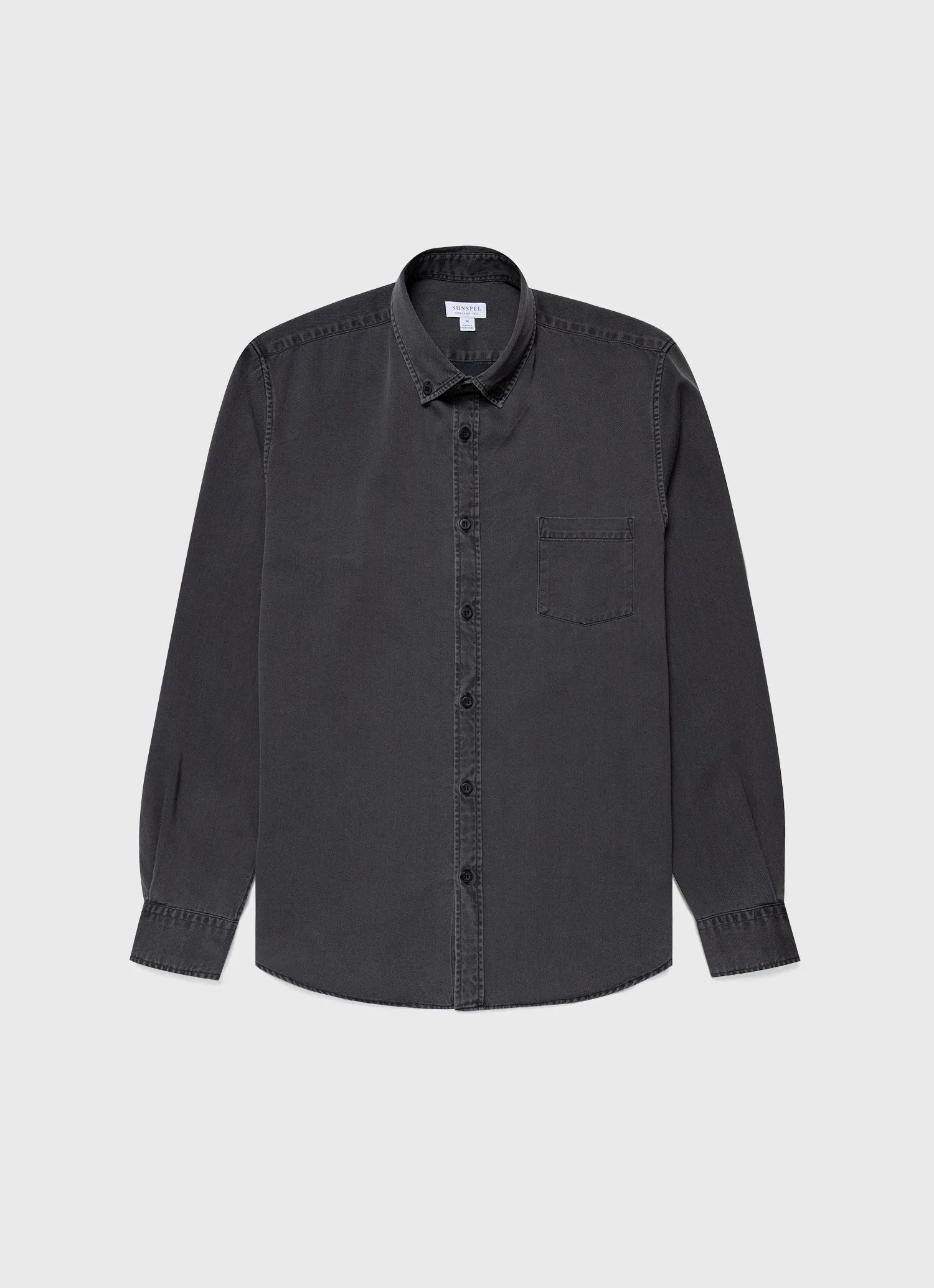 Men's Button Down Denim Shirt in Black Denim Wash sold by Sunspel