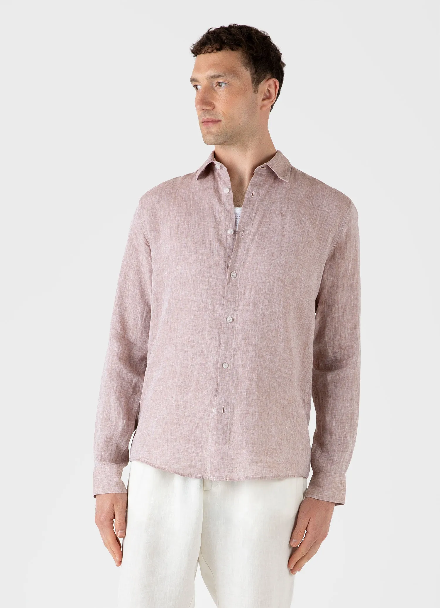 Men's Linen Shirt in Light Brown sold by Sunspel product image thumbnail 2