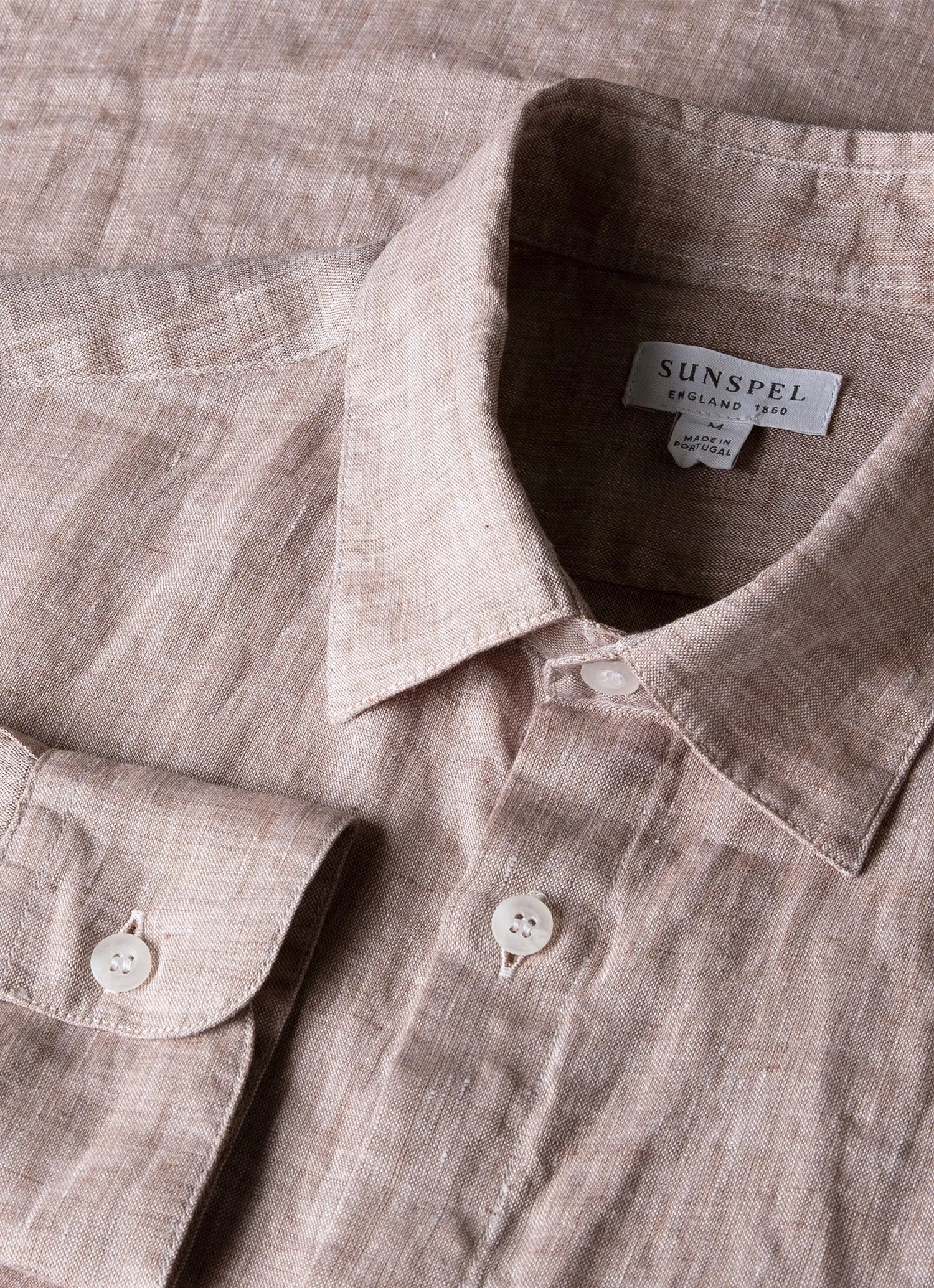 Men's Linen Shirt in Light Brown sold by Sunspel product image thumbnail 4