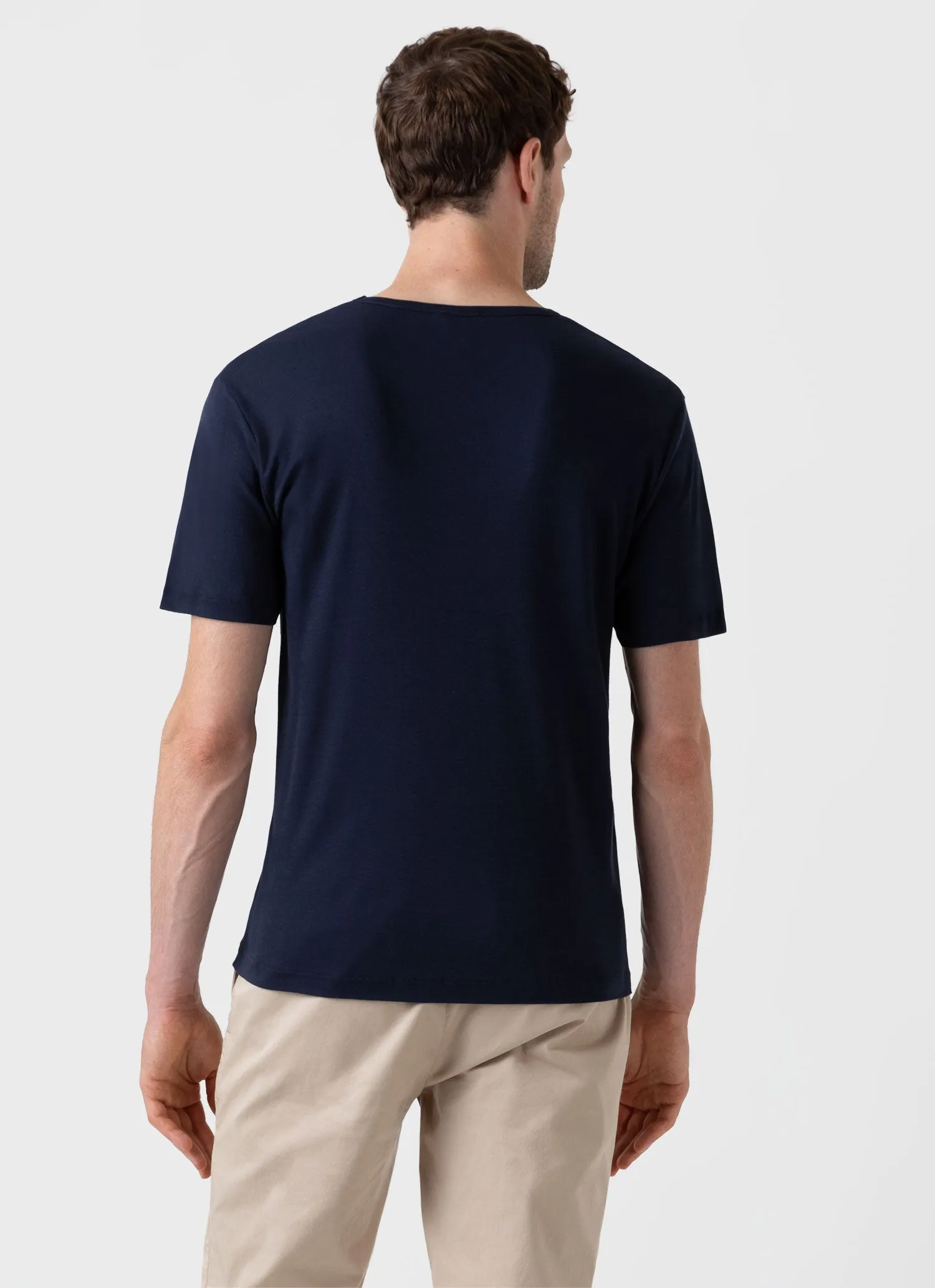 Men's Sea Island Cotton T-shirt in Navy sold by Sunspel product image thumbnail 5