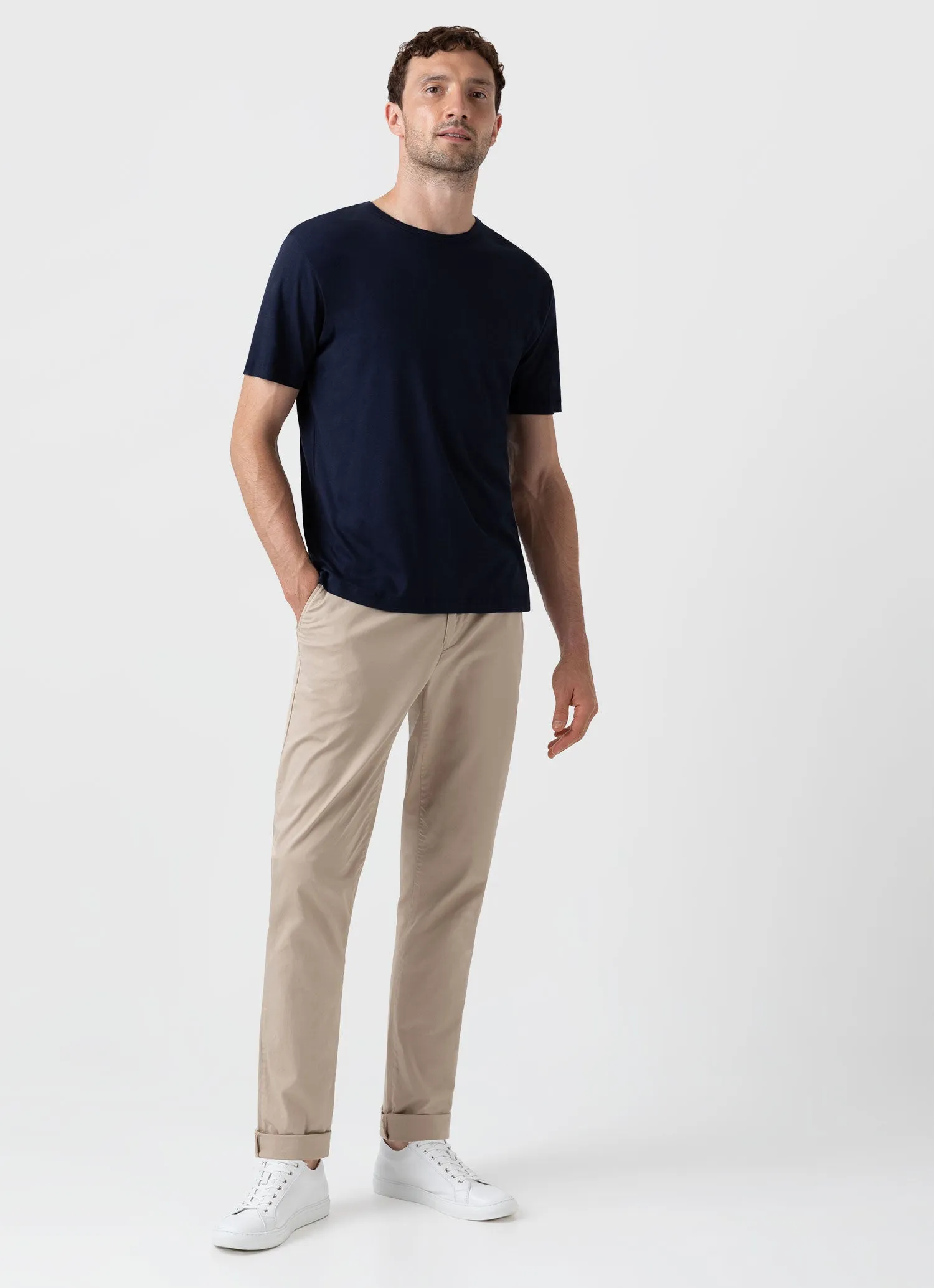 Men's Sea Island Cotton T-shirt in Navy sold by Sunspel product image thumbnail 3