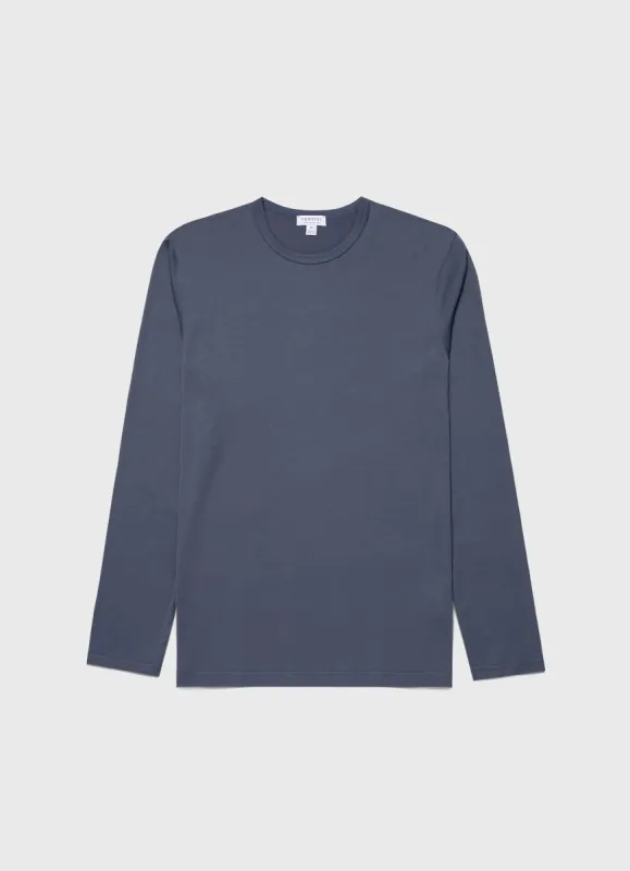 Men's Long Sleeve Classic T-shirt in Slate Blue sold by Sunspel