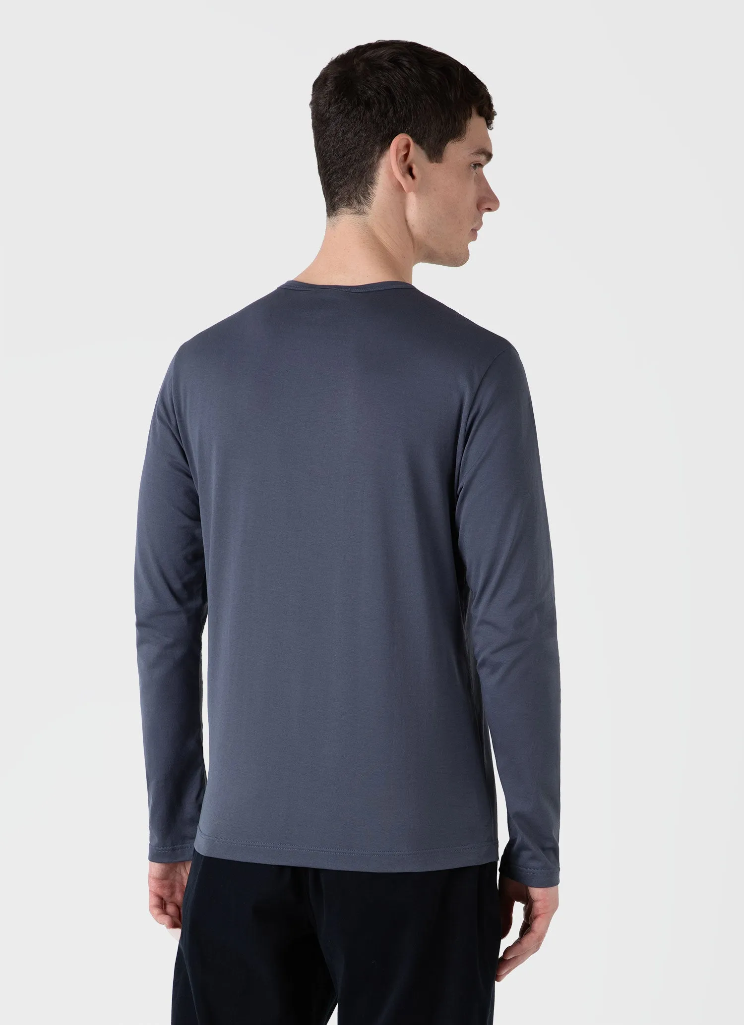 Men's Long Sleeve Classic T-shirt in Slate Blue sold by Sunspel product image thumbnail 5
