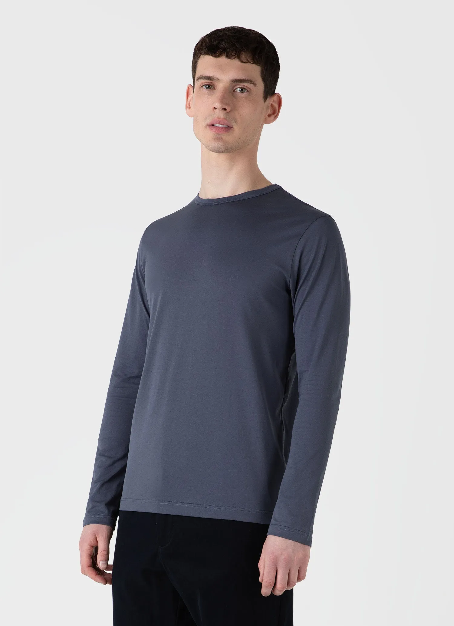 Men's Long Sleeve Classic T-shirt in Slate Blue sold by Sunspel product image thumbnail 2