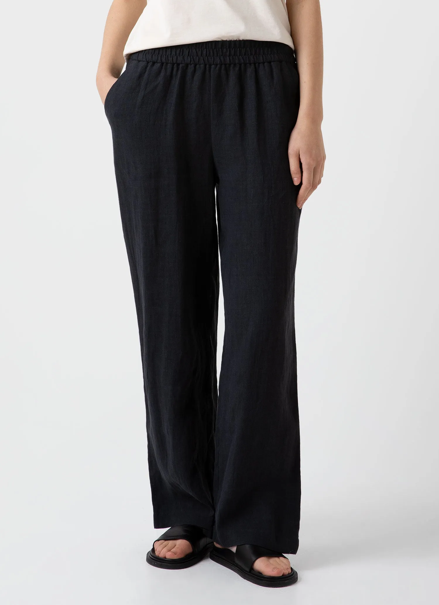 Women's Drawstring Wide Leg Trouser in Black sold by Sunspel product image thumbnail 3