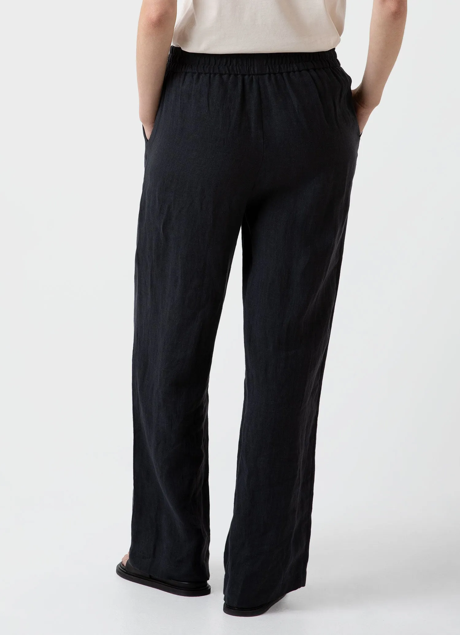 Women's Drawstring Wide Leg Trouser in Black sold by Sunspel product image thumbnail 4