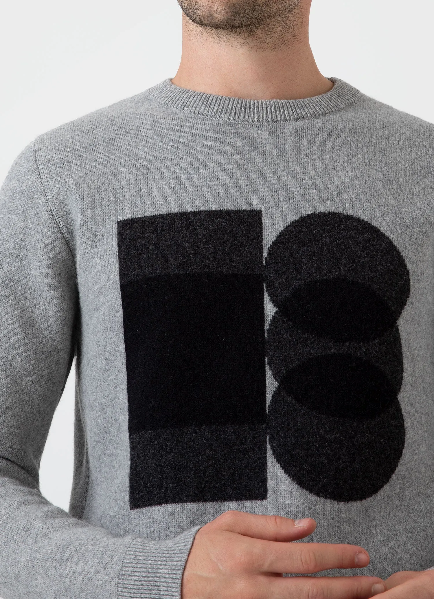 Men's Craig Ward Lambswool Jumper in Grey Melange sold by Sunspel product image thumbnail 5