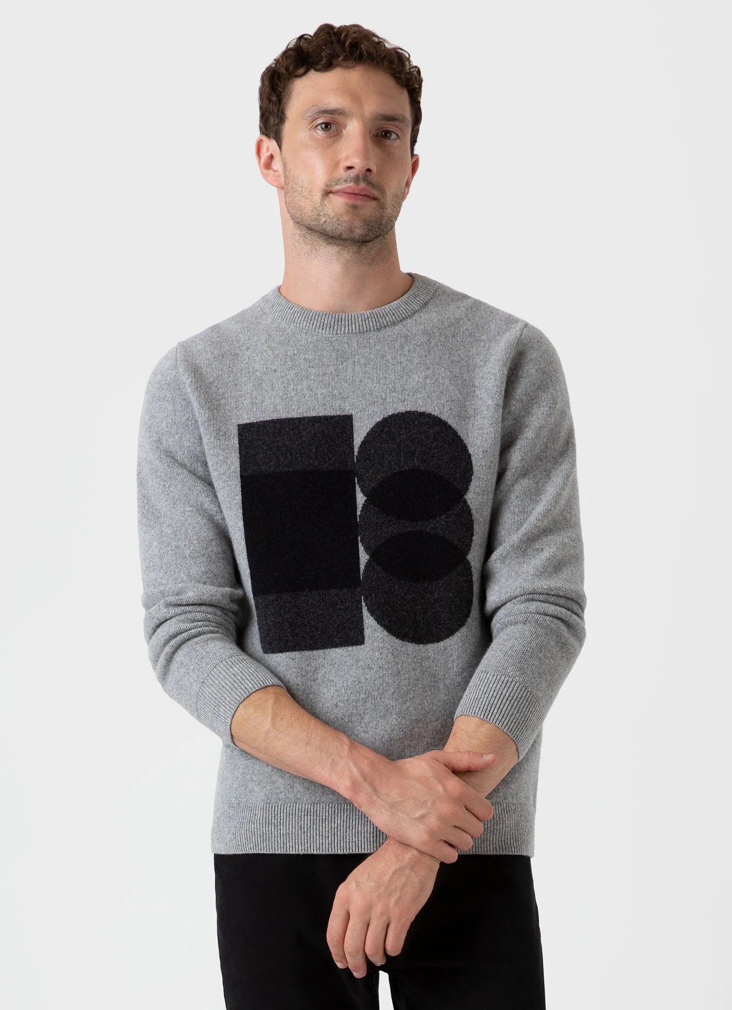 Men's Craig Ward Lambswool Jumper in Grey Melange sold by Sunspel product image thumbnail 2