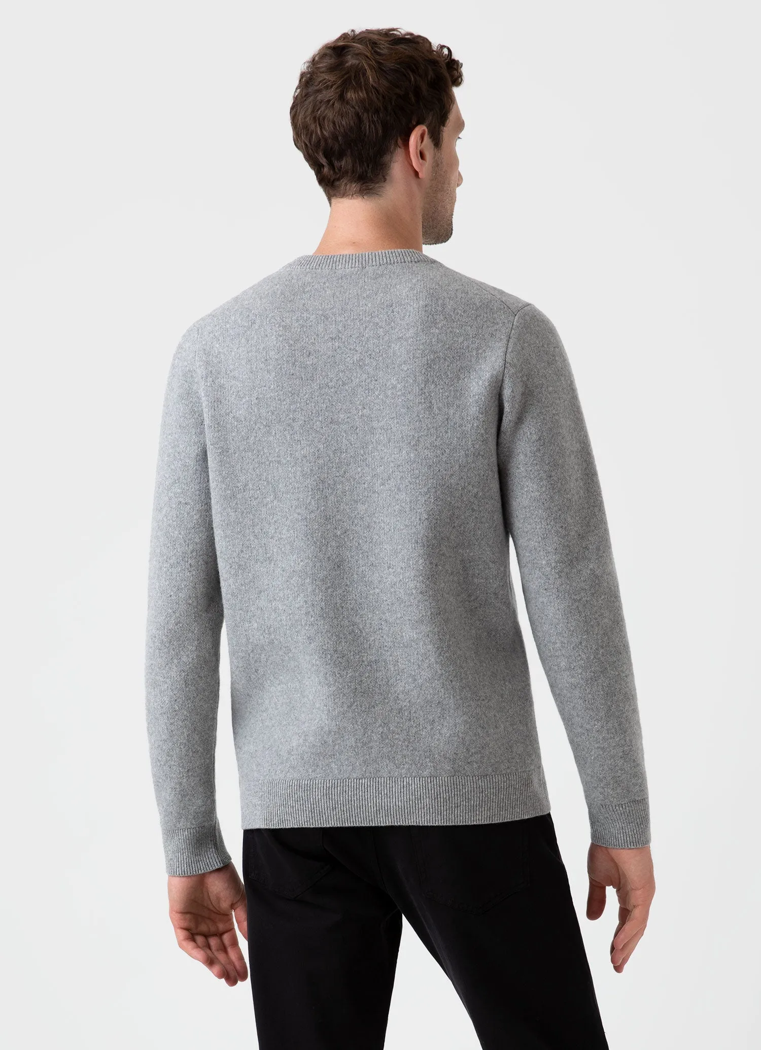 Men's Craig Ward Lambswool Jumper in Grey Melange sold by Sunspel product image thumbnail 4