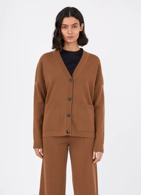 Women's Boxy Merino Cardigan in Mushroom sold by Sunspel