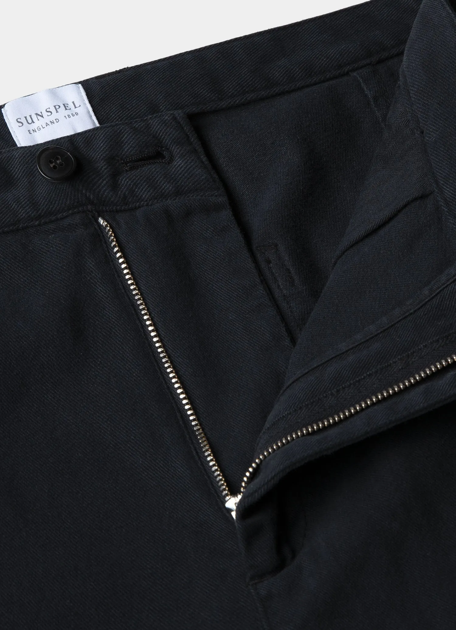 Men's Brushed Cotton Chore Trouser in Black sold by Sunspel product image thumbnail 4