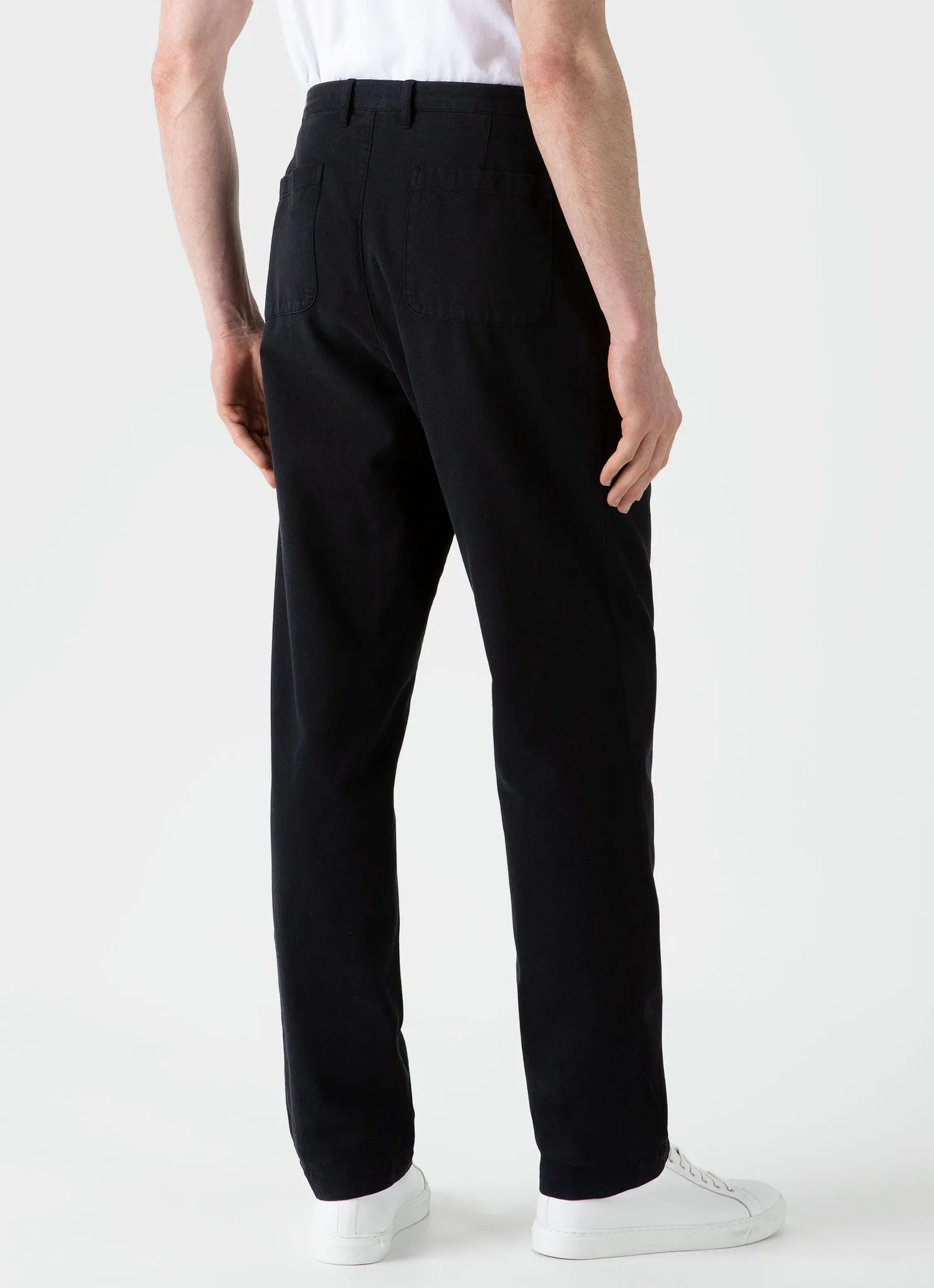 Men's Brushed Cotton Chore Trouser in Black sold by Sunspel product image thumbnail 5