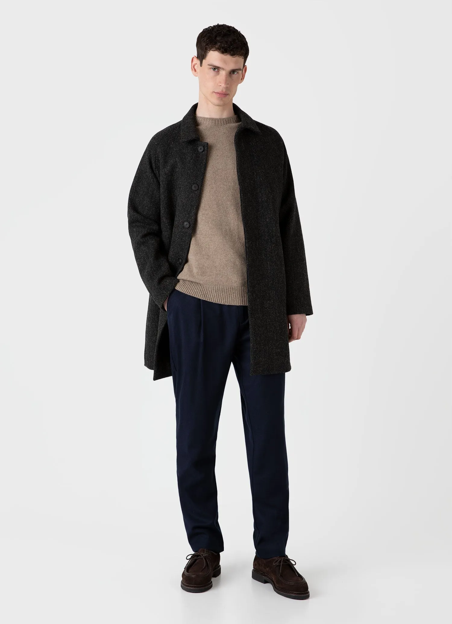 Men's Lambswool Crew Neck Jumper in Sandstone sold by Sunspel product image thumbnail 3