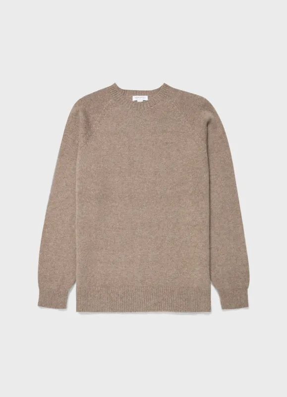 Men's Lambswool Crew Neck Jumper in Sandstone sold by Sunspel