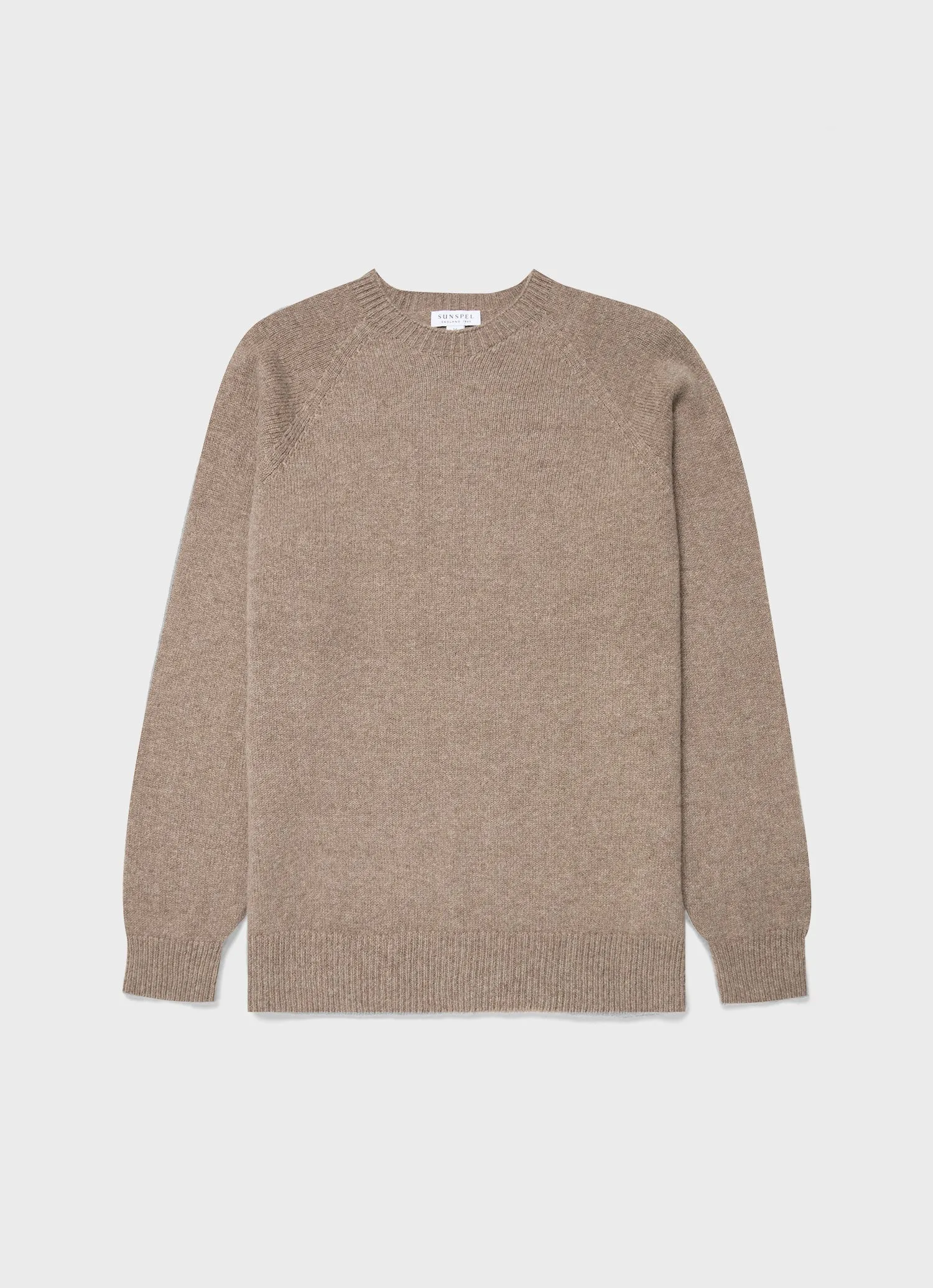 Men's Lambswool Crew Neck Jumper in Sandstone sold by Sunspel