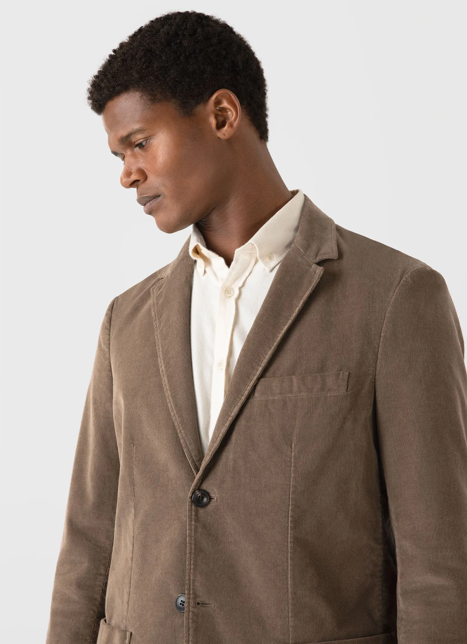 Men's Fine Corduroy Blazer in Dark Stone sold by Sunspel product image thumbnail 5