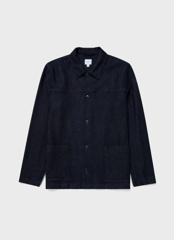 Men's Denim Chore Jacket in Selvedge Denim sold by Sunspel