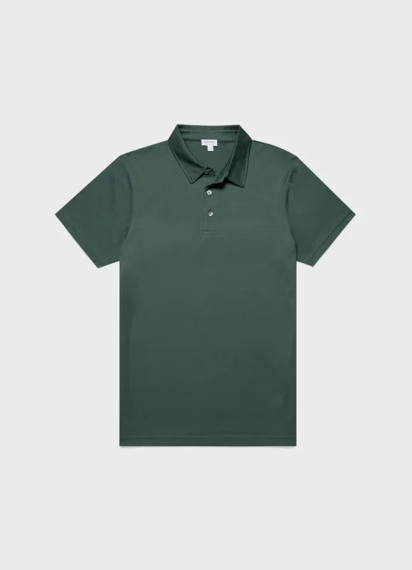 Men's Jersey Classic Polo Shirt in Deep Green sold by Sunspel