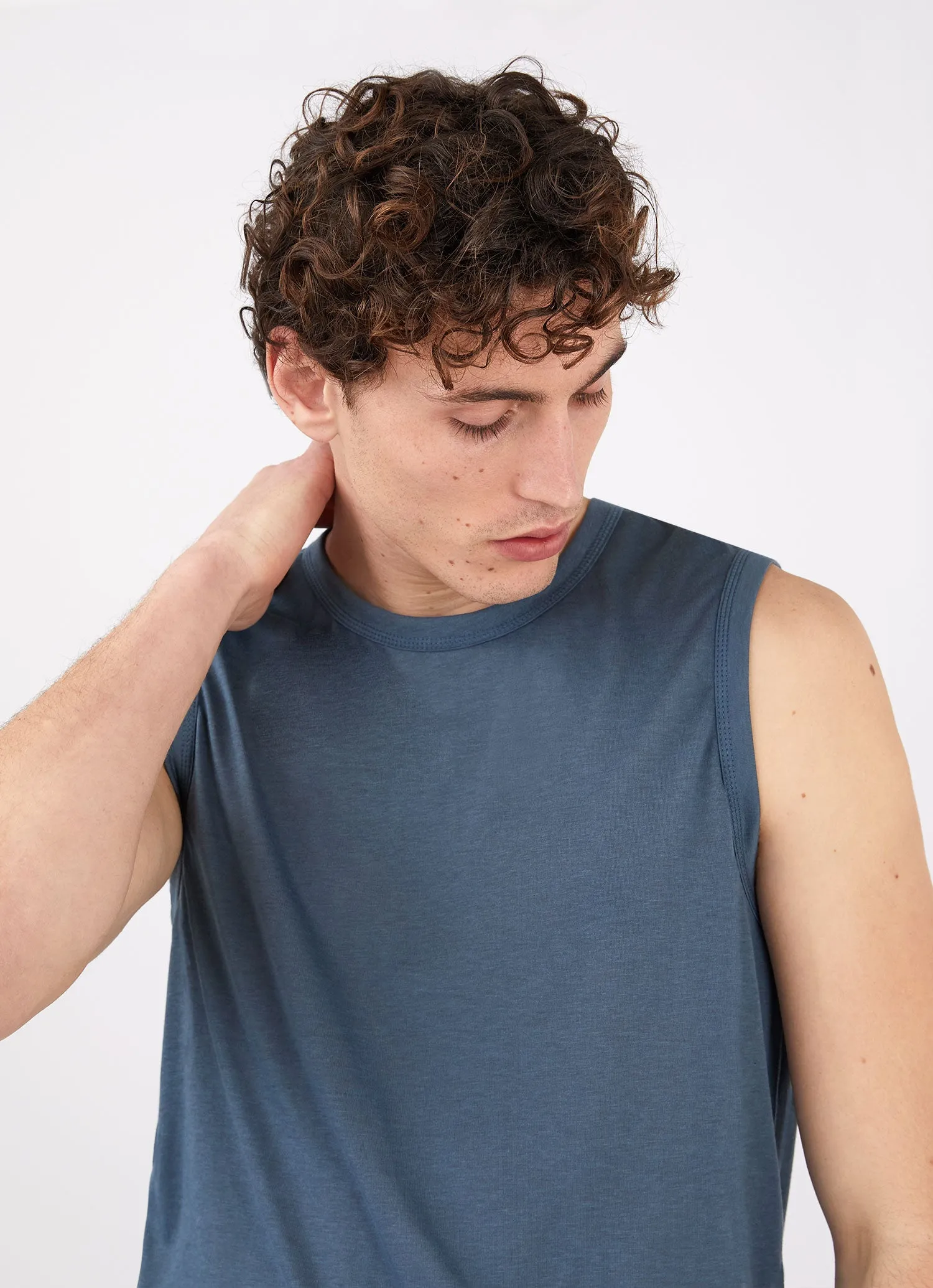 Men's DriRelease Active Vest in Dark Petrol sold by Sunspel product image thumbnail 5