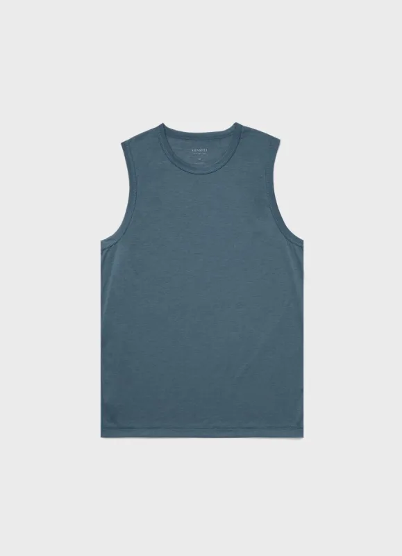 Men's DriRelease Active Vest in Dark Petrol sold by Sunspel