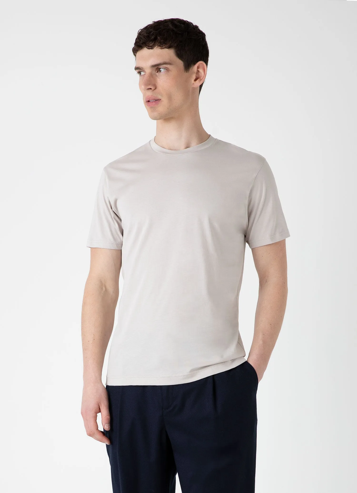 Men's Riviera Midweight T-shirt in Putty sold by Sunspel product image thumbnail 2