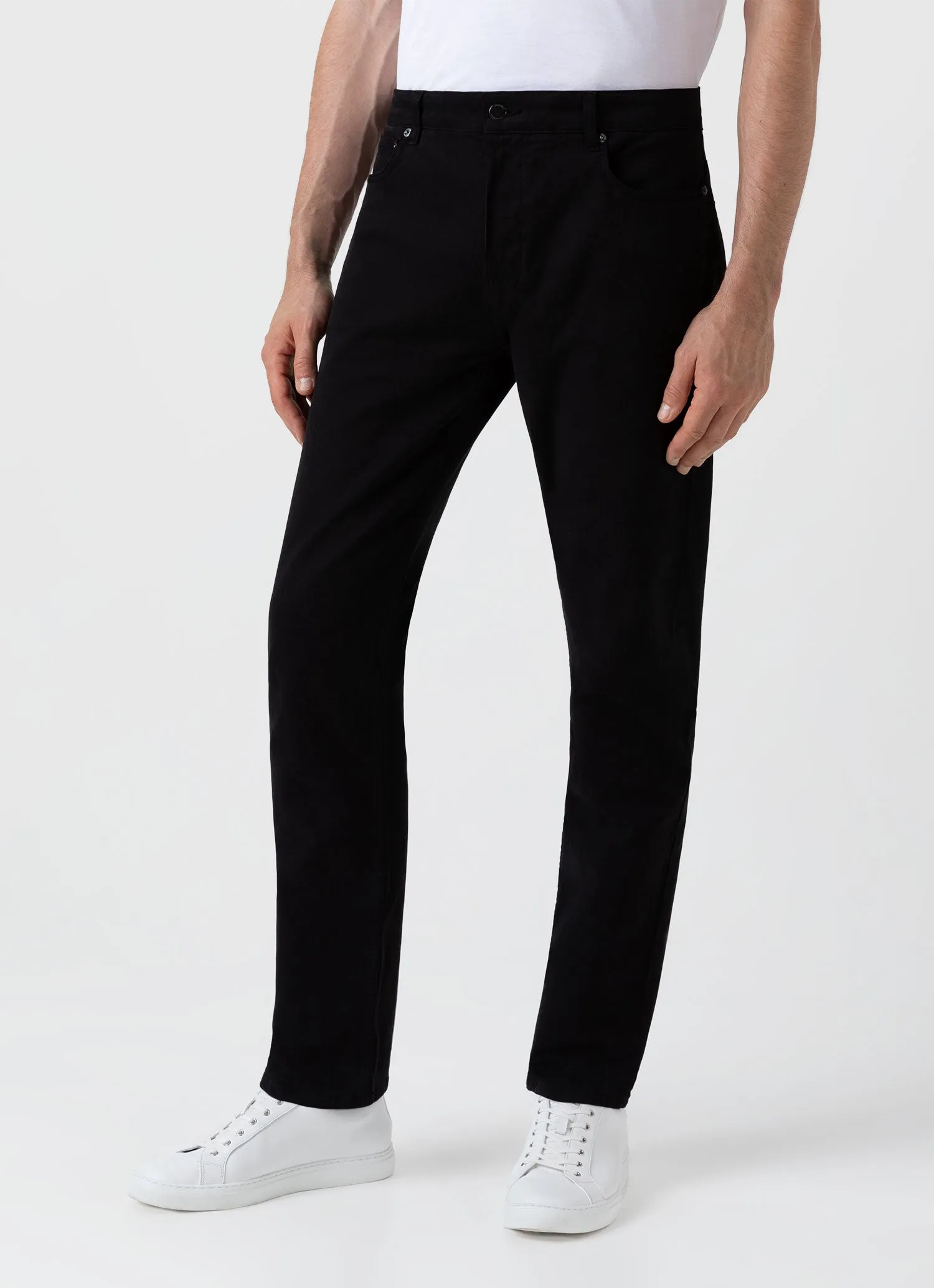 Men's Cotton Drill 5 Pocket Trouser in Black sold by Sunspel product image thumbnail 3