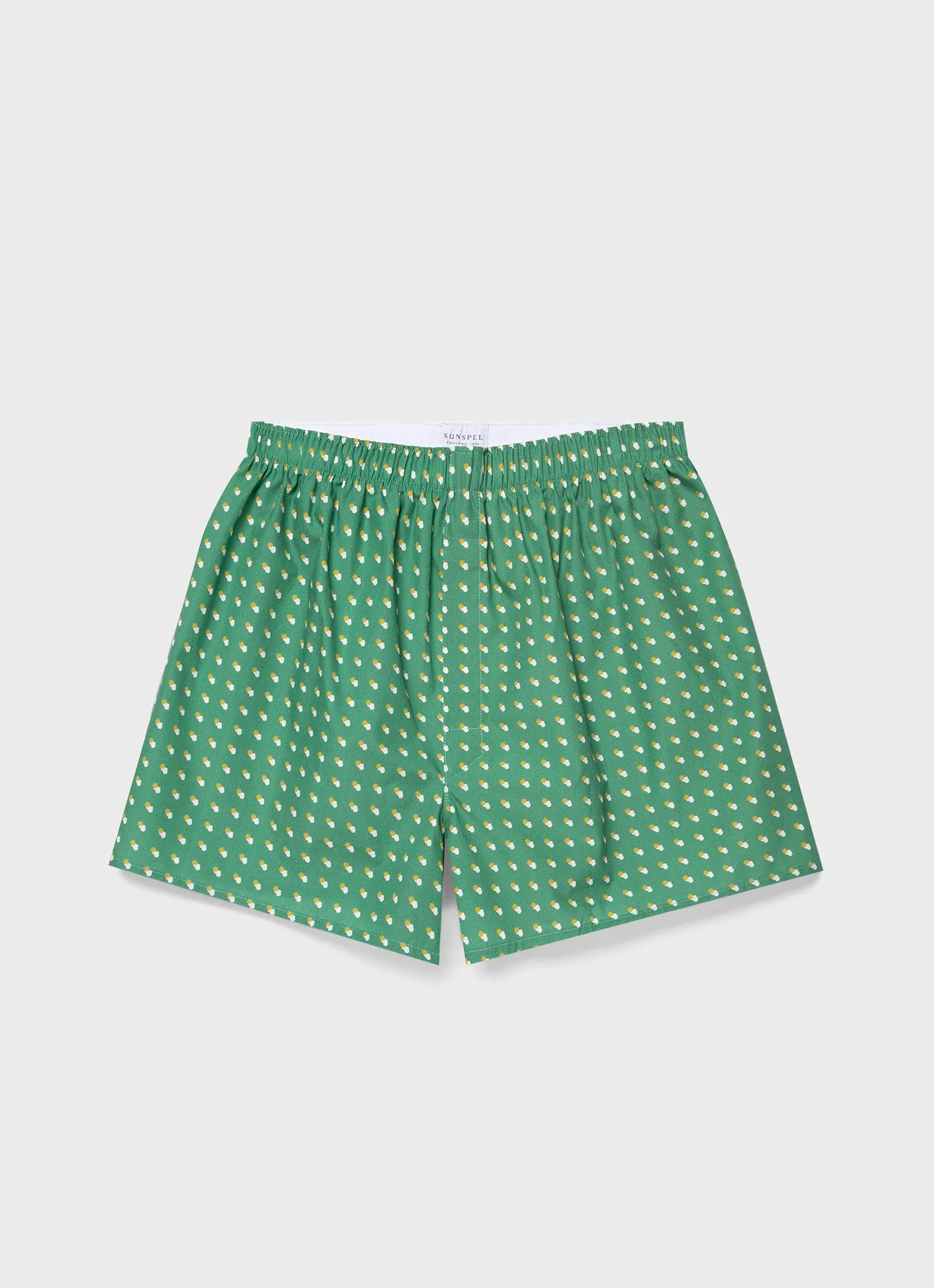 Men's Classic Boxer Shorts in Green Sun & Clouds sold by Sunspel