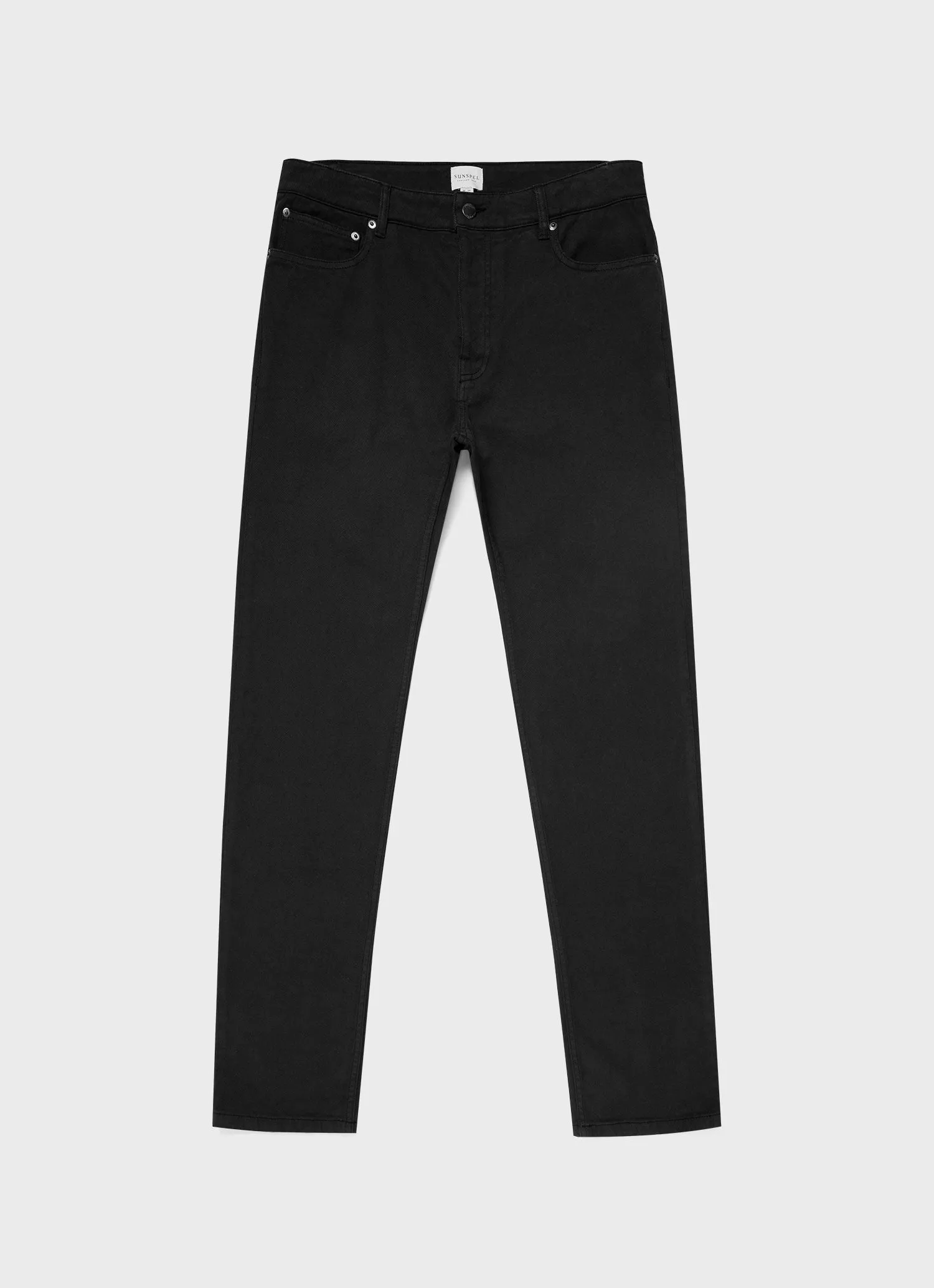 Men's Cotton Drill 5 Pocket Trouser in Black sold by Sunspel